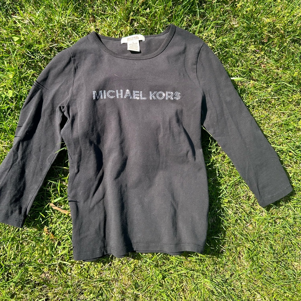 Black Michael Kors Top with Rhinestone Logo